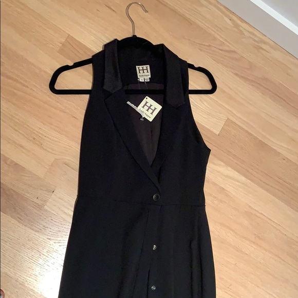 Black haute hippie dress satin lapel